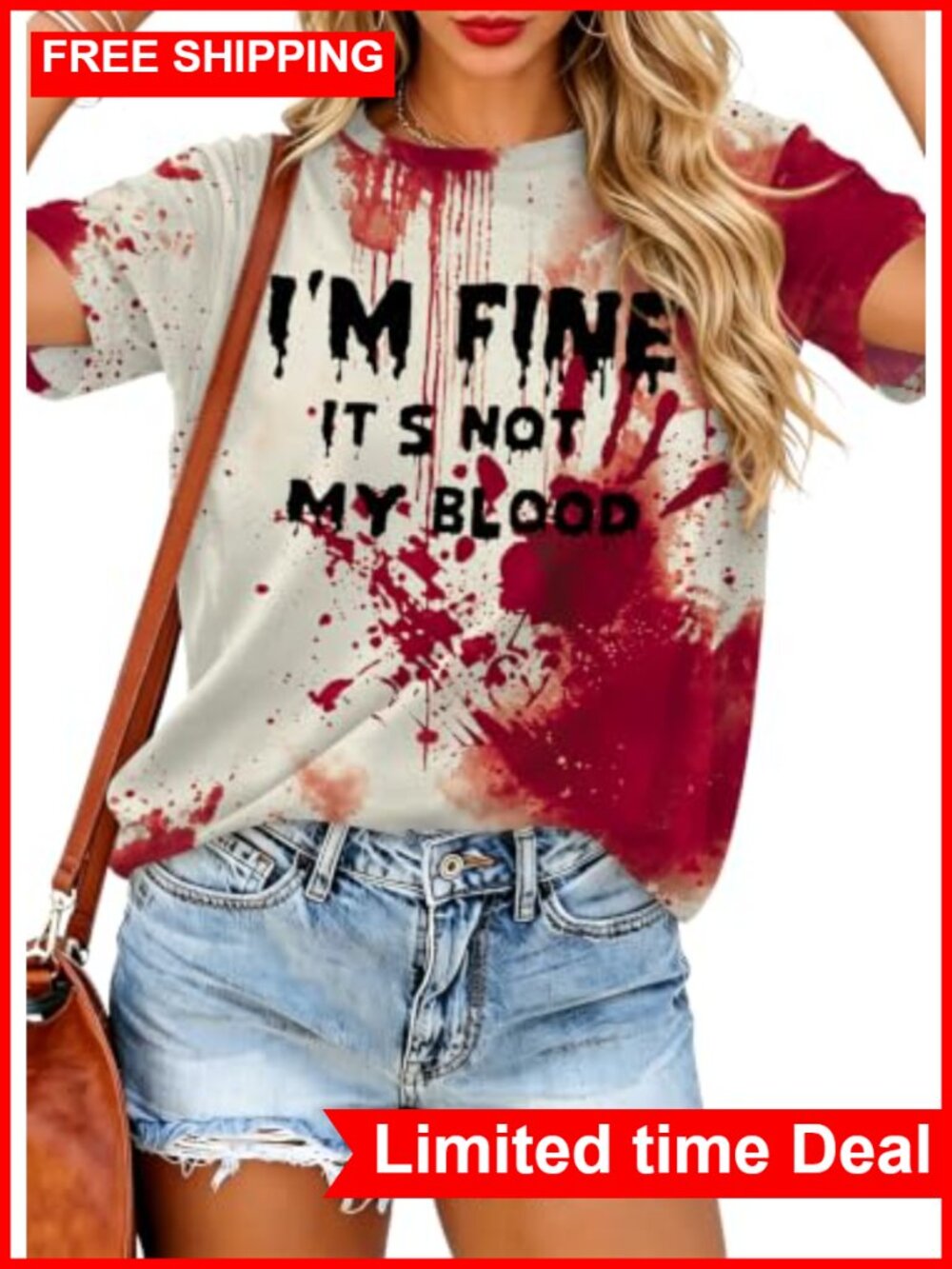 Women's Funny Bloody Graphic T-Shirt Halloween Top
